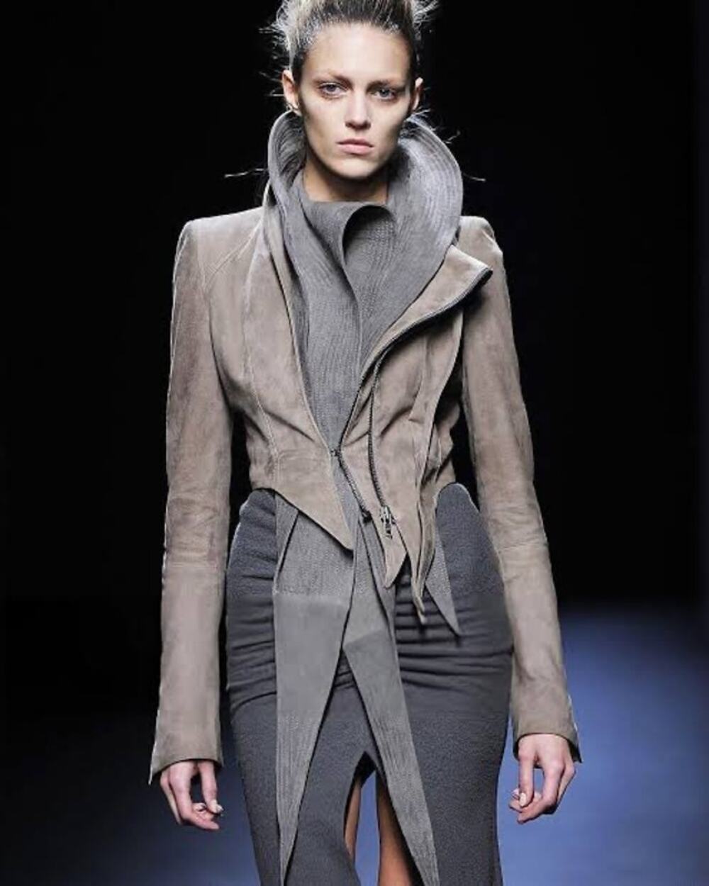 Haider Ackermann Vintage Fall 2010 Suede Sculptural Moto Jacket XS 0 US